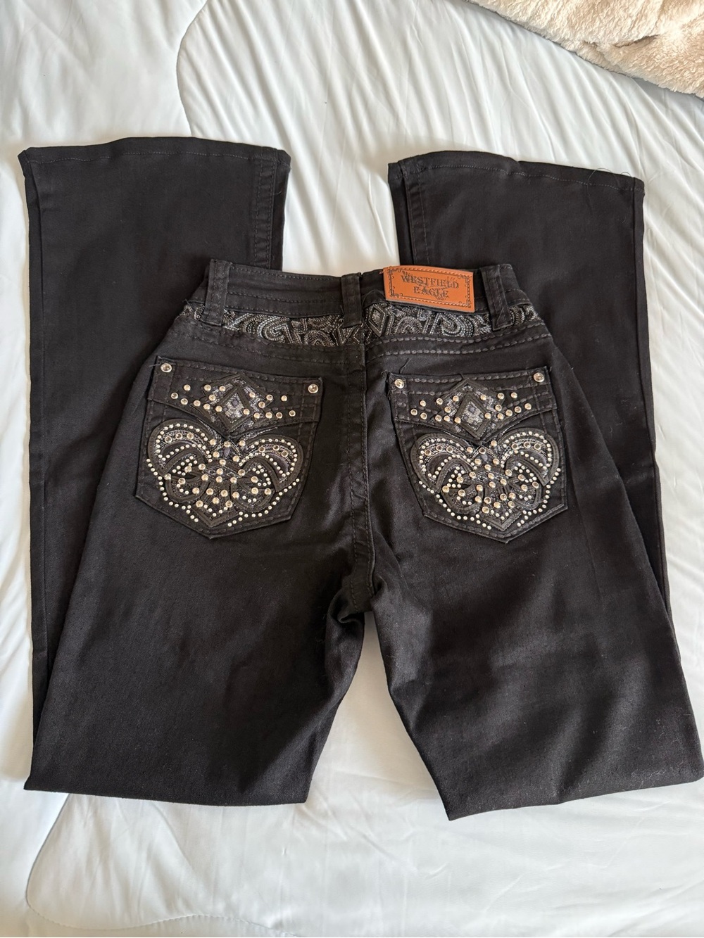 Westbound Black Boot Cut Jeans with Embellished Back Pockets